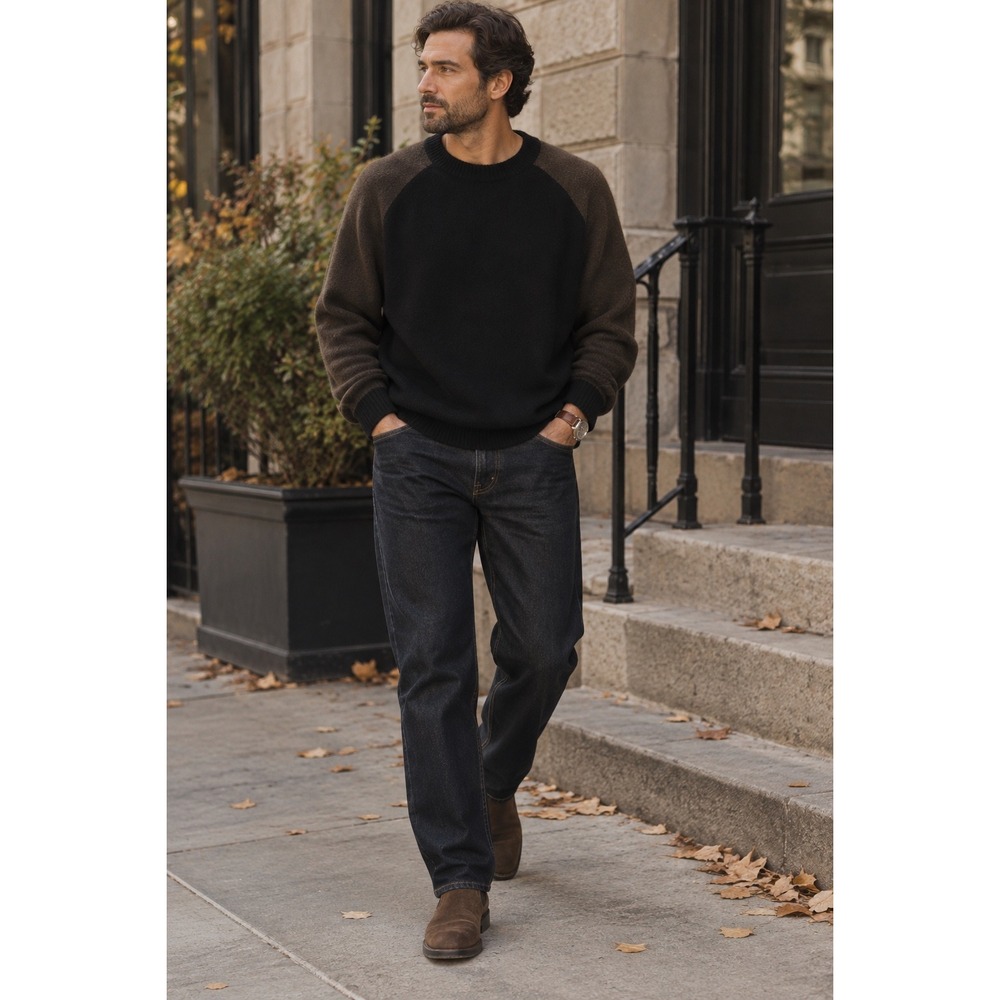 Rag & Bone 100% Cashmere Colorblock Sweater XXL Black‎ Brown